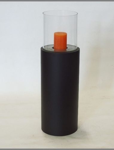 Anthrazit Metallsäule mit Windlicht aus Glas, Ø 24 x H = 104 cm