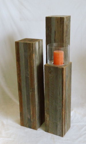 Holzsäule, mit Windlicht - 70cm
